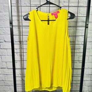 Catherine Malandrino Sleeveless Pleated Blouse in Bright Yellow - Size Small